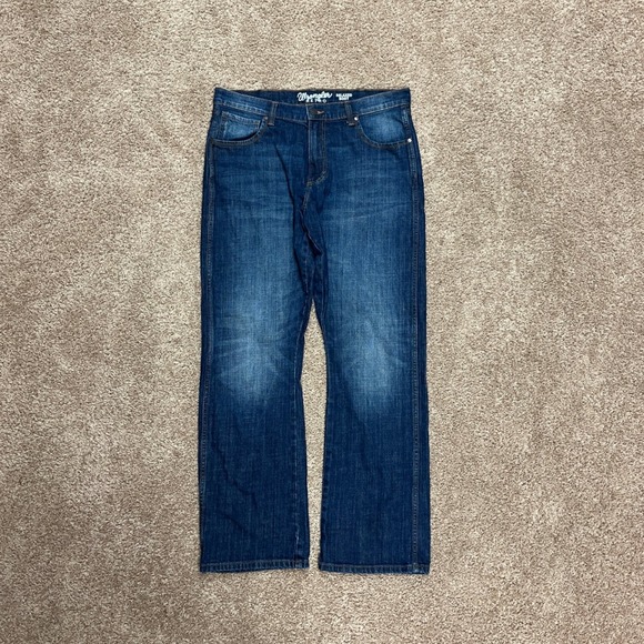 Wrangler Retro Relaxed Bootcut Jeans Mens 36x32 Dark Wash Denim - Picture 1 of 6